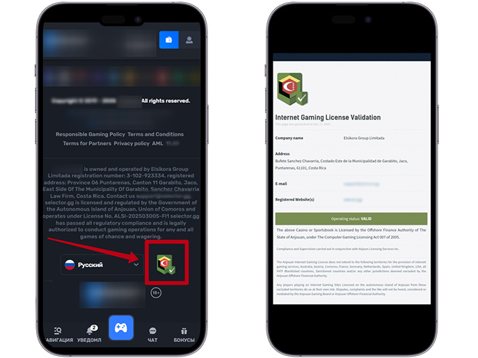 Подтверждение лицензии