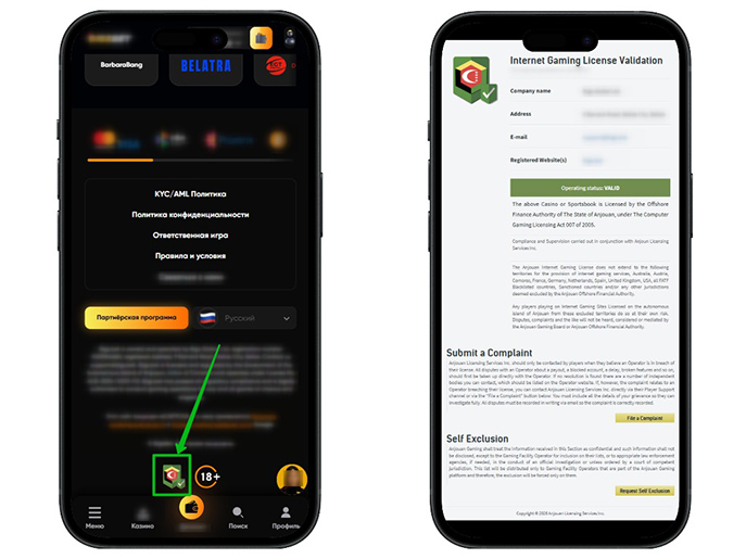 Валидатор на сайте казино