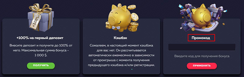 Окно для ввода промокода